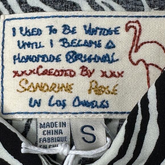 Sandrine Rose Desir Zebra Print S/S Pearl Snap Shirt Women Small NWT Oversized. - Picture 2 of 11